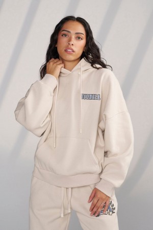 Beige Young LA W524 - Teddy Hoodie NZ | 0159387-XB