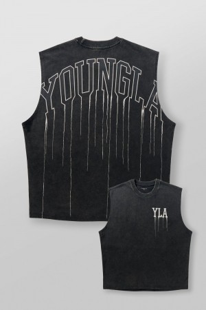 Black Young LA 3031 - Drip Muscle Tanks NZ | 5290318-YE