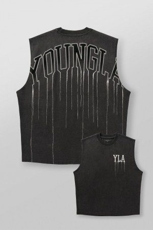 Black Young LA 3031 - Drip Muscle Tanks NZ | 7368921-LW