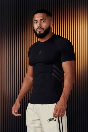 Black Young LA 425 - Iron Compression Tees NZ | 5213798-BW
