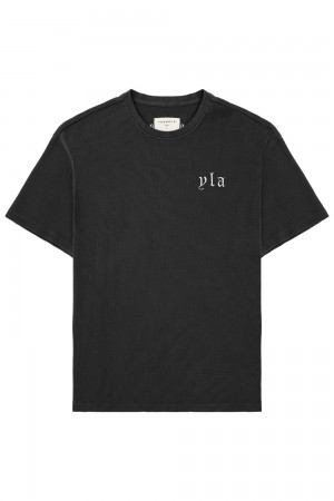 Black Young LA 427 Summer Waffle Tees NZ | 8543012-ZU