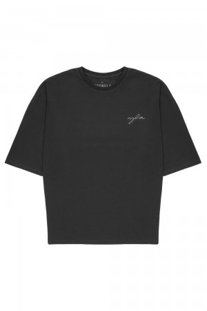 Black Young LA 464 Skyline Super Sized Tees NZ | 3108679-FS