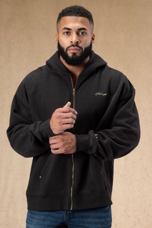 Black Young LA 546 Rivet Zipup Hoodies NZ | 2456309-HX