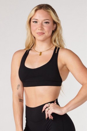Black Young LA W318 Effortless Sports Bra NZ | 5176304-PH