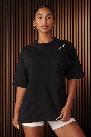 Black Young LA W431 - Curve Oversize Tee NZ | 5304196-PE