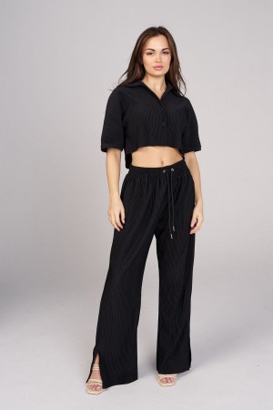 Black Young LA W444 Aria Pleated Top NZ | 4513027-BH