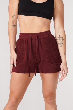 Burgundy Young LA W114 Reversed Terry Shorts NZ | 8926741-HX