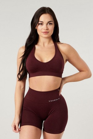 Burgundy Young LA W328 - Core Seamless Halter Sports Bra NZ | 8236519-NY