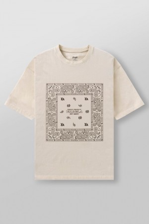 Cream Grey Young LA W448 Bandana Tee NZ | 4591063-DA