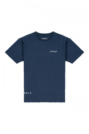 Dark Blue Young LA 414 Signature Tees NZ | 7495036-LC