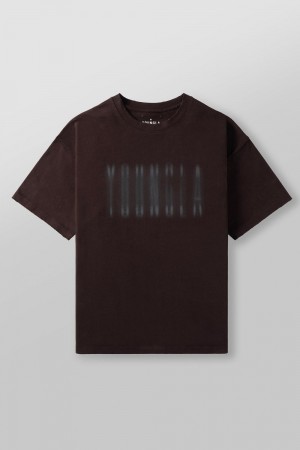 Dark Brown Young LA 4075 - Blurry Heavyweight Tee NZ | 4372019-EA