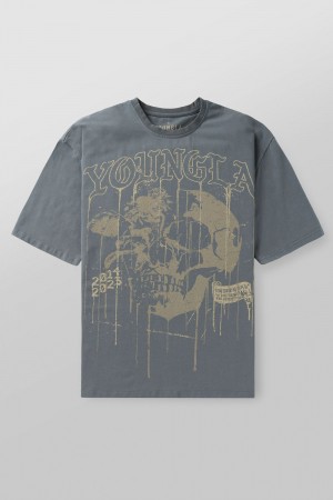 Grey Young LA 4116 - Floral Skull Tees NZ | 3769085-FQ