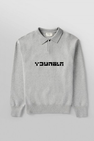 Grey Young LA 508 - Knitted Polo Longsleeves NZ | 1349728-DN