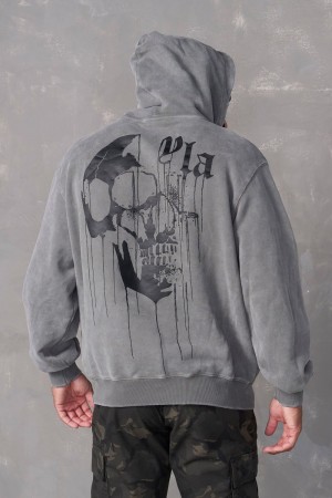 Grey Young LA 551 - Drippy Skull Hoodie NZ | 8543976-UH