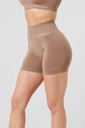 Khaki Young LA W120 - Core Seamless Shorts NZ | 4908512-NO