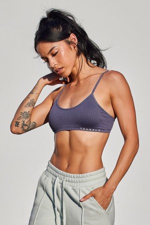 Navy Young LA W316 Ribbed Sports Bra NZ | 2195407-VM