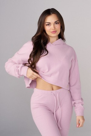 Pink Young LA W545 Ava Crop Hoodie NZ | 1423708-SN