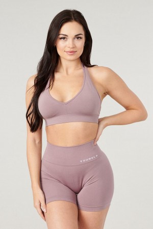 Purple Young LA W328 - Core Seamless Halter Sports Bra NZ | 7910348-WE