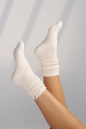 White Brown Beige Young LA W609 - Scrunch Socks 3-Pack NZ | 6102473-TX