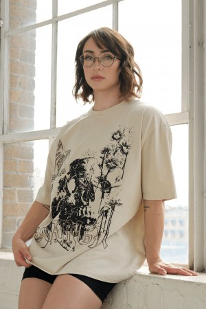 White Young LA W427 Phantom Oversized Tees NZ | 7462308-CM