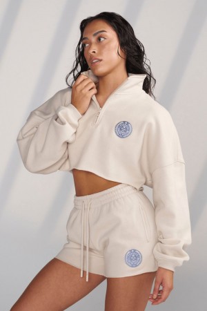 White Young LA W525 - Teddy Crop Quarter Zip NZ | 9652013-HF