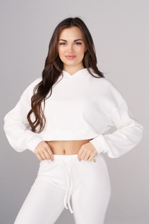 White Young LA W545 Ava Crop Hoodie NZ | 6537894-YS